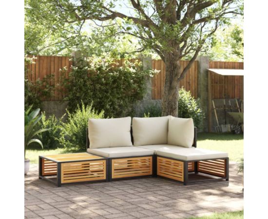 vidaXL vidaXL 4-cz. zestaw wypoczynkowy do ogrodu, poduszki, drewno akacjowe Dārza mēbeļu komplekti