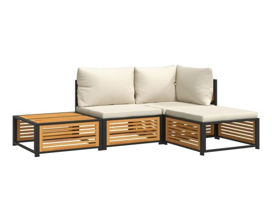 vidaXL vidaXL 4-cz. zestaw wypoczynkowy do ogrodu, poduszki, drewno akacjowe Dārza mēbeļu komplekti