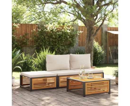 vidaXL vidaXL 4-cz. zestaw wypoczynkowy do ogrodu, poduszki, drewno akacjowe Dārza mēbeļu komplekti