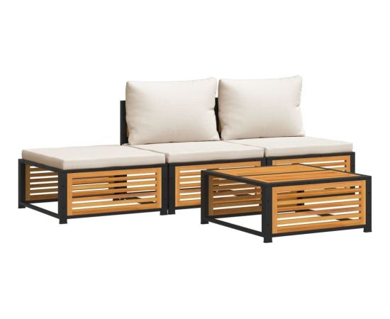 vidaXL vidaXL 4-cz. zestaw wypoczynkowy do ogrodu, poduszki, drewno akacjowe Dārza mēbeļu komplekti