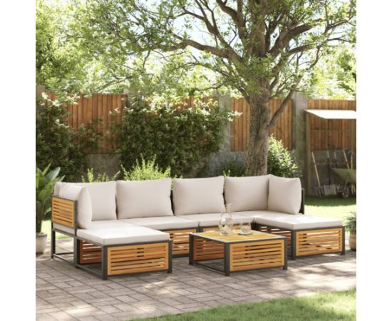 vidaXL vidaXL 7-cz. zestaw wypoczynkowy do ogrodu, z poduszkami, drewniany Dārza mēbeļu komplekti