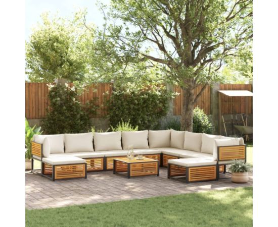 vidaXL vidaXL 11-cz. zestaw wypoczynkowy do ogrodu, z poduszkami, drewniany Dārza mēbeļu komplekti