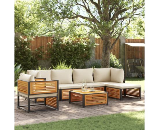 vidaXL vidaXL 7-cz. zestaw wypoczynkowy do ogrodu, z poduszkami, drewniany Dārza mēbeļu komplekti