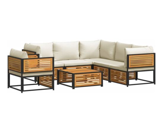 vidaXL vidaXL 7-cz. zestaw wypoczynkowy do ogrodu, z poduszkami, drewniany Dārza mēbeļu komplekti