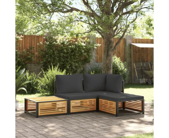 vidaXL vidaXL 4-cz. zestaw wypoczynkowy do ogrodu, poduszki, drewno akacjowe Dārza mēbeļu komplekti