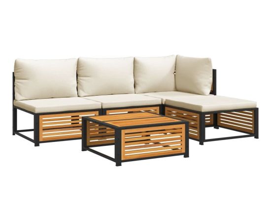 vidaXL vidaXL 5-cz. zestaw wypoczynkowy do ogrodu, z poduszkami, akacjowy Dārza mēbeļu komplekti