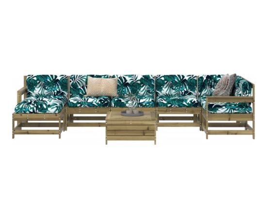 vidaXL 8-częściowy zestaw wypoczynkowy do ogrodu, impregnowana sosna Dārza mēbeļu komplekti