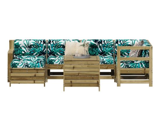 vidaXL 7-częściowy zestaw wypoczynkowy do ogrodu, impregnowana sosna Dārza mēbeļu komplekti