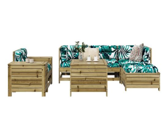 vidaXL 7-częściowy zestaw wypoczynkowy do ogrodu, impregnowana sosna Dārza mēbeļu komplekti