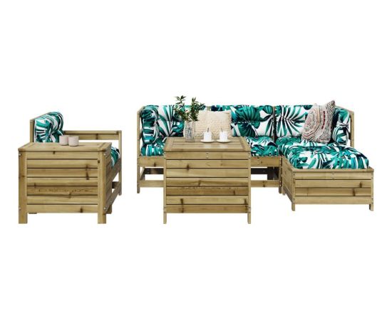 vidaXL 7-częściowy zestaw wypoczynkowy do ogrodu, impregnowana sosna Dārza mēbeļu komplekti