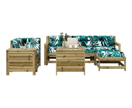 vidaXL 7-częściowy zestaw wypoczynkowy do ogrodu, impregnowana sosna Dārza mēbeļu komplekti