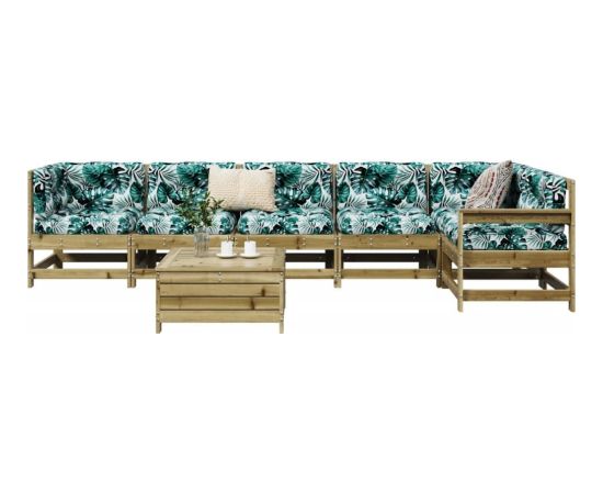 vidaXL 7-częściowy zestaw wypoczynkowy do ogrodu, impregnowana sosna Dārza mēbeļu komplekti