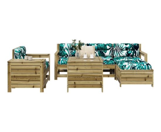 vidaXL 7-częściowy zestaw wypoczynkowy do ogrodu, impregnowana sosna Dārza mēbeļu komplekti