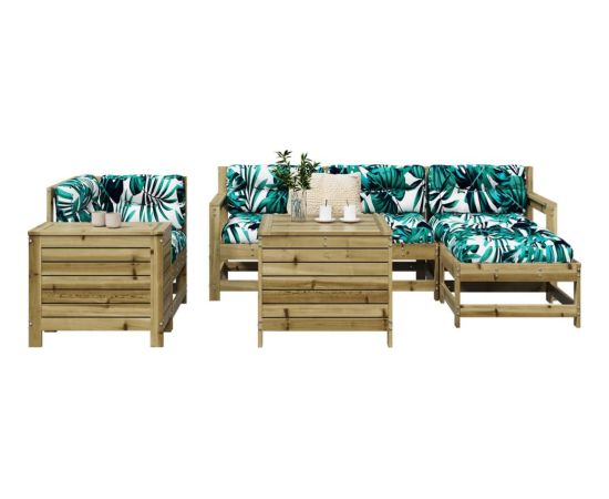 vidaXL 7-częściowy zestaw wypoczynkowy do ogrodu, impregnowana sosna Dārza mēbeļu komplekti