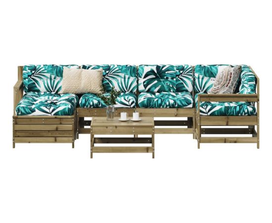 vidaXL 7-częściowy zestaw wypoczynkowy do ogrodu, impregnowana sosna Dārza mēbeļu komplekti