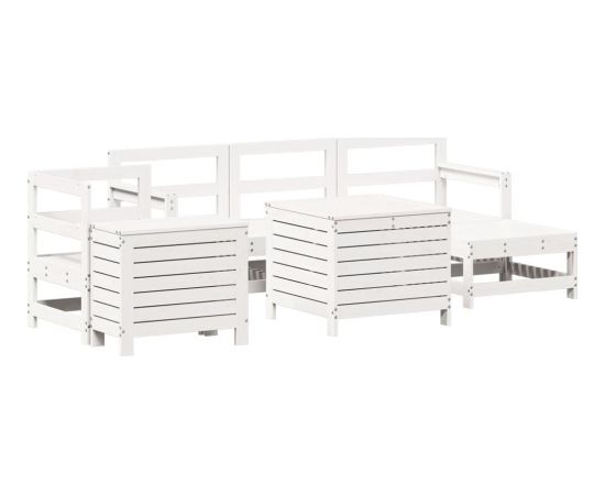 vidaXL vidaXL 7-cz. zestaw wypoczynkowy do ogrodu, biały, lite drewno sosnowe Dārza mēbeļu komplekti