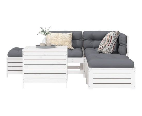 vidaXL vidaXL 6-cz. zestaw mebli ogrodowych, biały, drewno sosnowe Dārza mēbeļu komplekti