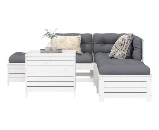 vidaXL vidaXL 6-cz. zestaw mebli ogrodowych, biały, drewno sosnowe Dārza mēbeļu komplekti