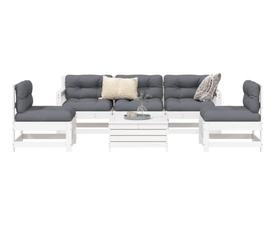 vidaXL vidaXL 6-cz. zestaw mebli ogrodowych, biały, drewno sosnowe Dārza mēbeļu komplekti