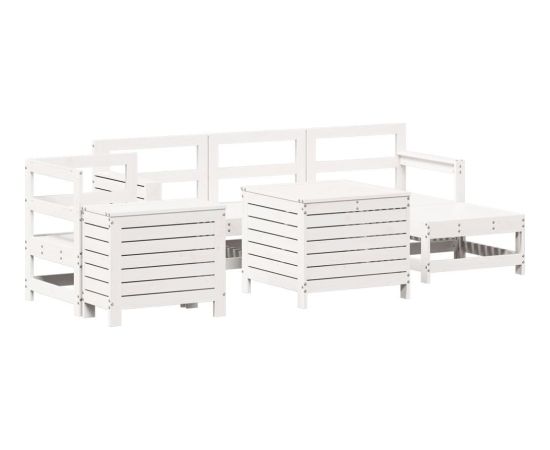 vidaXL vidaXL 7-cz. zestaw wypoczynkowy do ogrodu, biały, lite drewno sosnowe Dārza mēbeļu komplekti