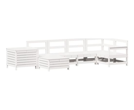 vidaXL vidaXL 7-cz. zestaw wypoczynkowy do ogrodu, biały, lite drewno sosnowe Dārza mēbeļu komplekti