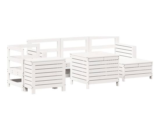 vidaXL vidaXL 7-cz. zestaw wypoczynkowy do ogrodu, biały, lite drewno sosnowe Dārza mēbeļu komplekti