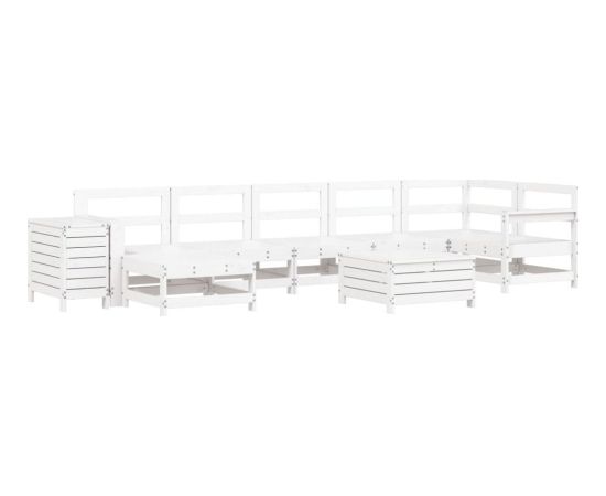 vidaXL vidaXL 9-cz. zestaw wypoczynkowy do ogrodu, biały, lite drewno sosnowe Dārza mēbeļu komplekti