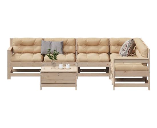 vidaXL vidaXL 7-cz. zestaw mebli ogrodowych z poduszkami, lite drewno sosnowe Dārza mēbeļu komplekti