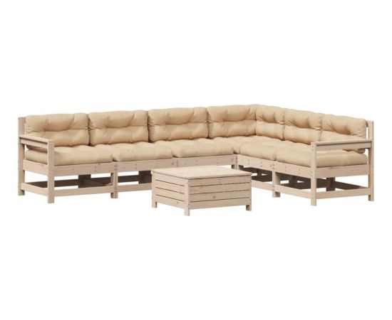 vidaXL vidaXL 7-cz. zestaw mebli ogrodowych z poduszkami, lite drewno sosnowe Dārza mēbeļu komplekti