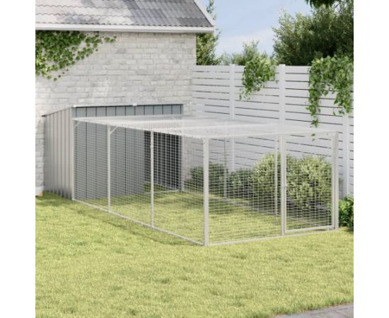 vidaXL Buda dla psa, z wybiegiem, antracytowa, 153x396x110 cm, stal Guļvieta mājdzīvniekiem