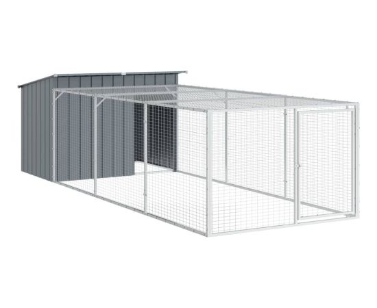 vidaXL Buda dla psa, z wybiegiem, antracytowa, 153x396x110 cm, stal Guļvieta mājdzīvniekiem