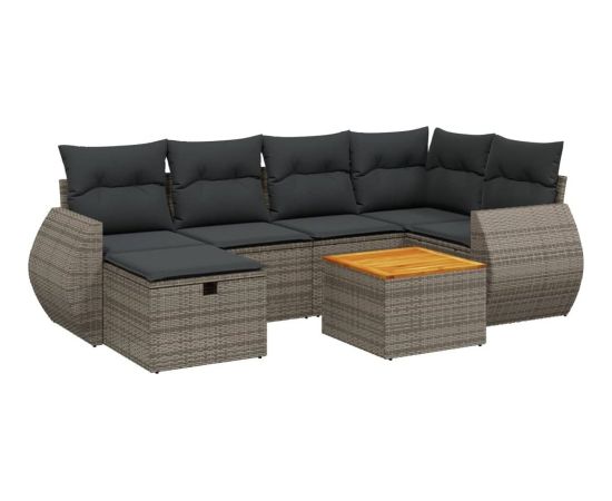 vidaXL 7-częściowy zestaw wypoczynkowy do ogrodu, z poduszkami, szary Dārza mēbeļu komplekti