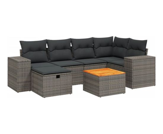 vidaXL 7-częściowy zestaw wypoczynkowy do ogrodu, z poduszkami, szary Dārza mēbeļu komplekti