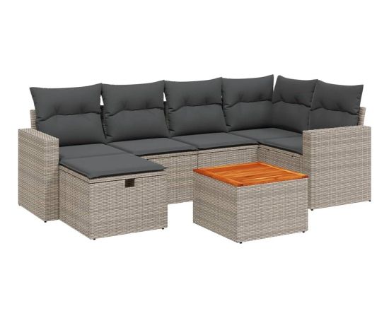 vidaXL 7-częściowy zestaw wypoczynkowy do ogrodu, z poduszkami, szary Dārza mēbeļu komplekti