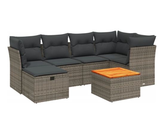 vidaXL 7-częściowy zestaw wypoczynkowy do ogrodu, z poduszkami, szary Dārza mēbeļu komplekti