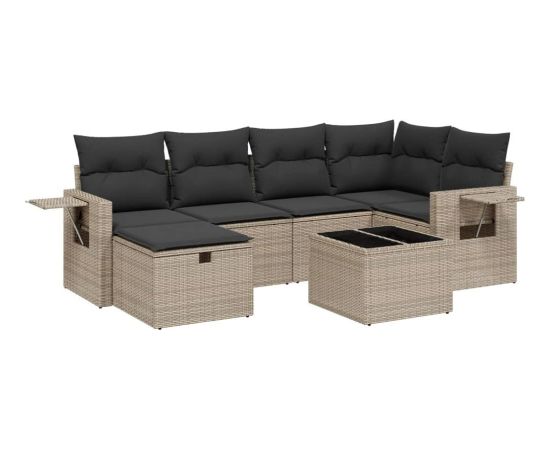 vidaXL 7-częściowy zestaw wypoczynkowy do ogrodu, z poduszkami, szary Dārza mēbeļu komplekti