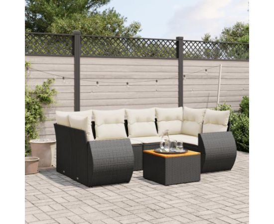 vidaXL 7-częściowy zestaw wypoczynkowy do ogrodu, z poduszkami, czarny Dārza mēbeļu komplekti