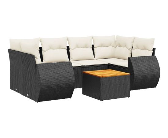 vidaXL 7-częściowy zestaw wypoczynkowy do ogrodu, z poduszkami, czarny Dārza mēbeļu komplekti