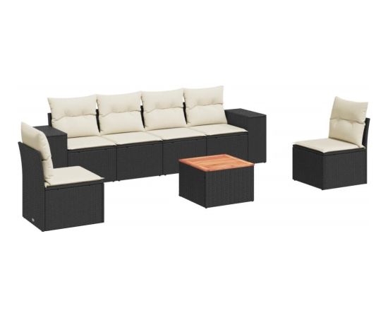 vidaXL 7-częściowy zestaw wypoczynkowy do ogrodu, z poduszkami, czarny Dārza mēbeļu komplekti