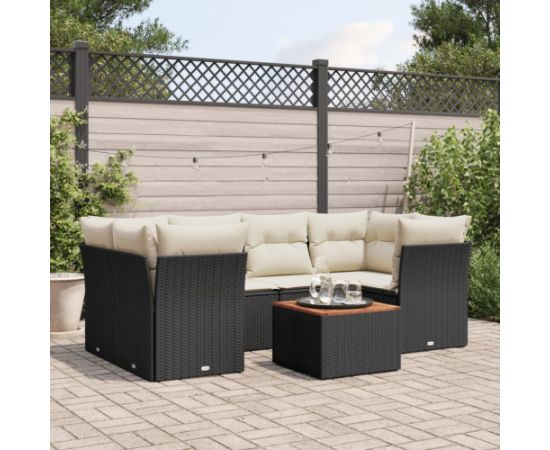 vidaXL 7-częściowy zestaw wypoczynkowy do ogrodu, z poduszkami, czarny Dārza mēbeļu komplekti