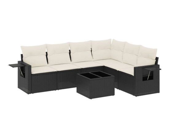 vidaXL 7-częściowy zestaw wypoczynkowy do ogrodu, z poduszkami, czarny Dārza mēbeļu komplekti