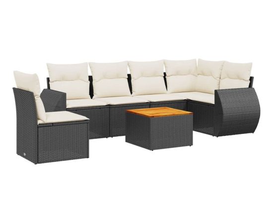 vidaXL 7-częściowy zestaw wypoczynkowy do ogrodu, z poduszkami, czarny Dārza mēbeļu komplekti