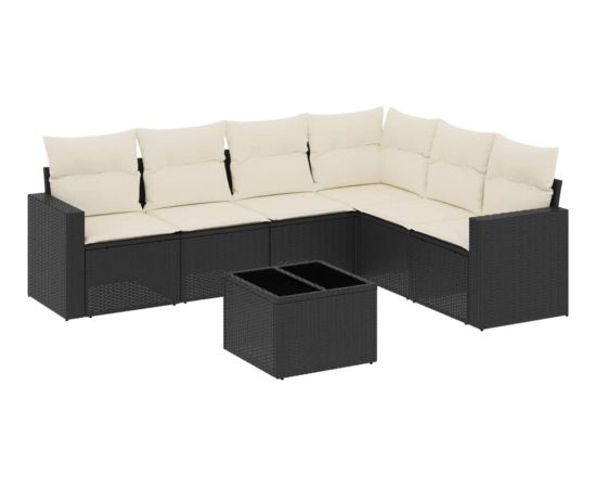 vidaXL 7-częściowy zestaw wypoczynkowy do ogrodu, z poduszkami, czarny Dārza mēbeļu komplekti