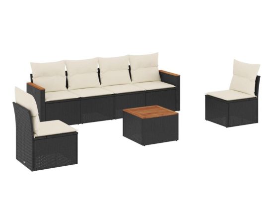 vidaXL 7-częściowy zestaw wypoczynkowy do ogrodu, z poduszkami, czarny Dārza mēbeļu komplekti