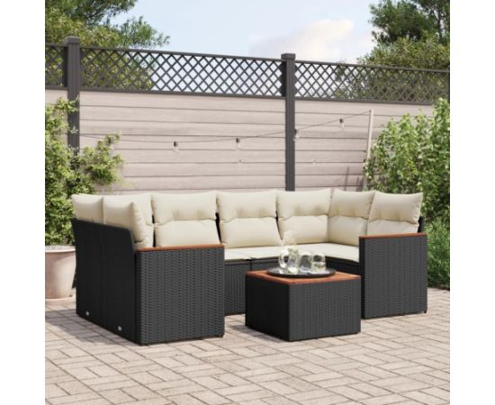 vidaXL 7-częściowy zestaw wypoczynkowy do ogrodu, z poduszkami, czarny Dārza mēbeļu komplekti