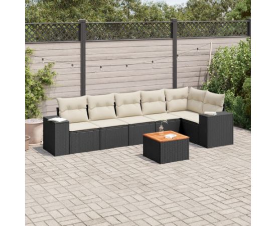 vidaXL 7-częściowy zestaw wypoczynkowy do ogrodu, z poduszkami, czarny Dārza mēbeļu komplekti