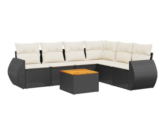 vidaXL 7-częściowy zestaw wypoczynkowy do ogrodu, z poduszkami, czarny Dārza mēbeļu komplekti