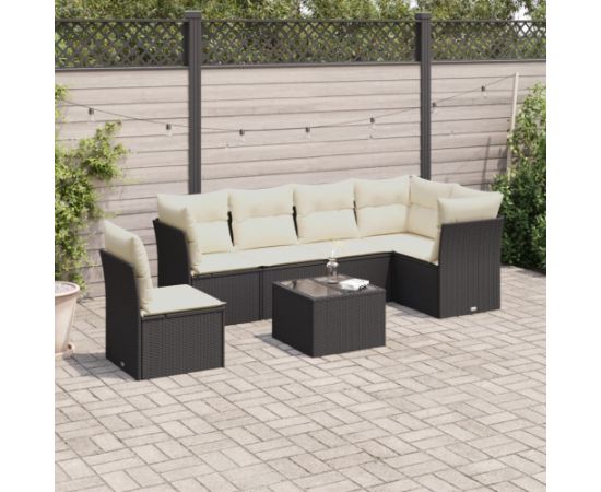 vidaXL 7-częściowy zestaw wypoczynkowy do ogrodu, z poduszkami, czarny Dārza mēbeļu komplekti