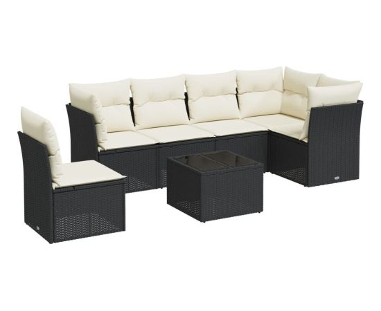 vidaXL 7-częściowy zestaw wypoczynkowy do ogrodu, z poduszkami, czarny Dārza mēbeļu komplekti