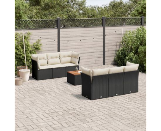 vidaXL 7-częściowy zestaw wypoczynkowy do ogrodu, z poduszkami, czarny Dārza mēbeļu komplekti